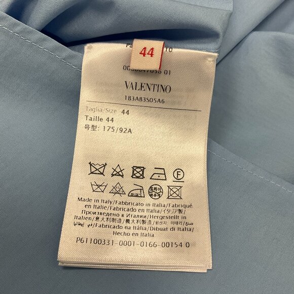 Valentino Blue 2022 Pussy-Bow Tailored Long-Sleeved Shirt - Picture 5 of 5